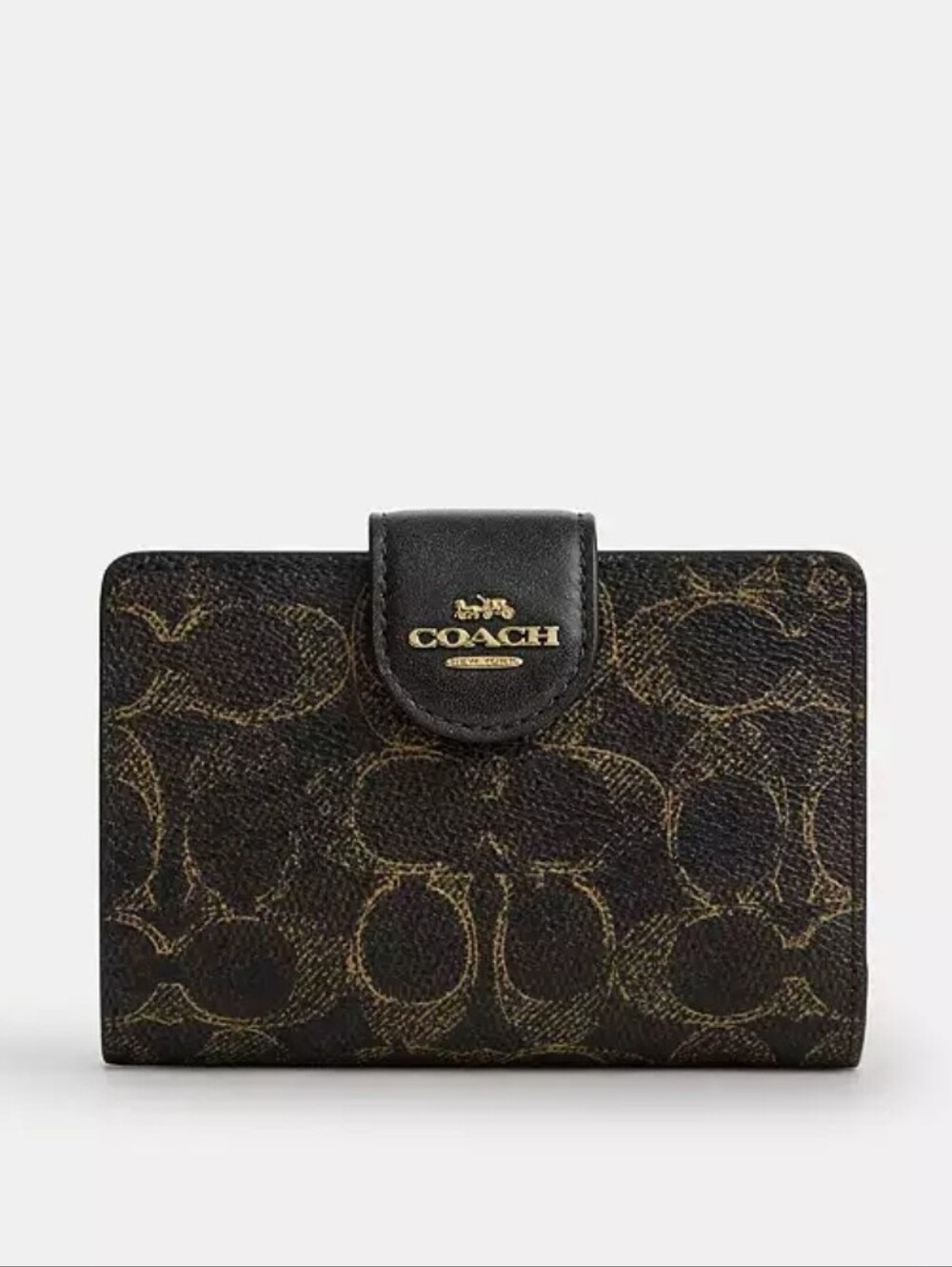 Coach Brown Signature Small Wallet with Gold Logo